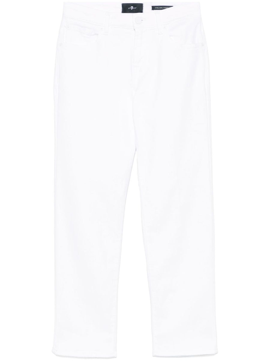 Seven Calie White Straight Denim Jeans for Women With Concealed Fly Timeless Versatile Wardrobe Staple