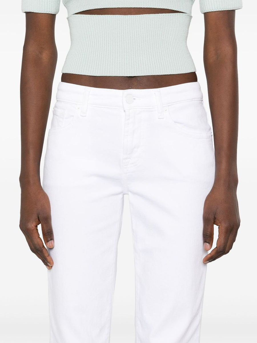 Seven Calie White Straight Denim Jeans for Women With Concealed Fly Timeless Versatile Wardrobe Staple