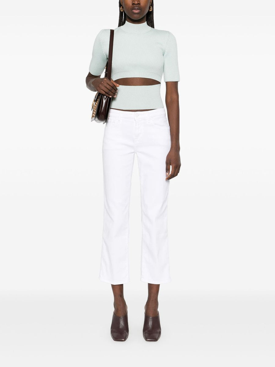 Seven Calie White Straight Denim Jeans for Women With Concealed Fly Timeless Versatile Wardrobe Staple