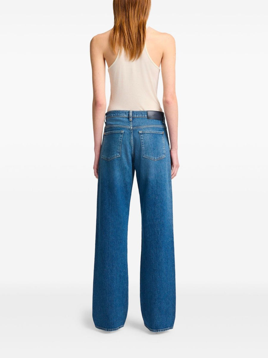 Seven Tess Navy Denim Jeans With Button Fly And Five Pockets
