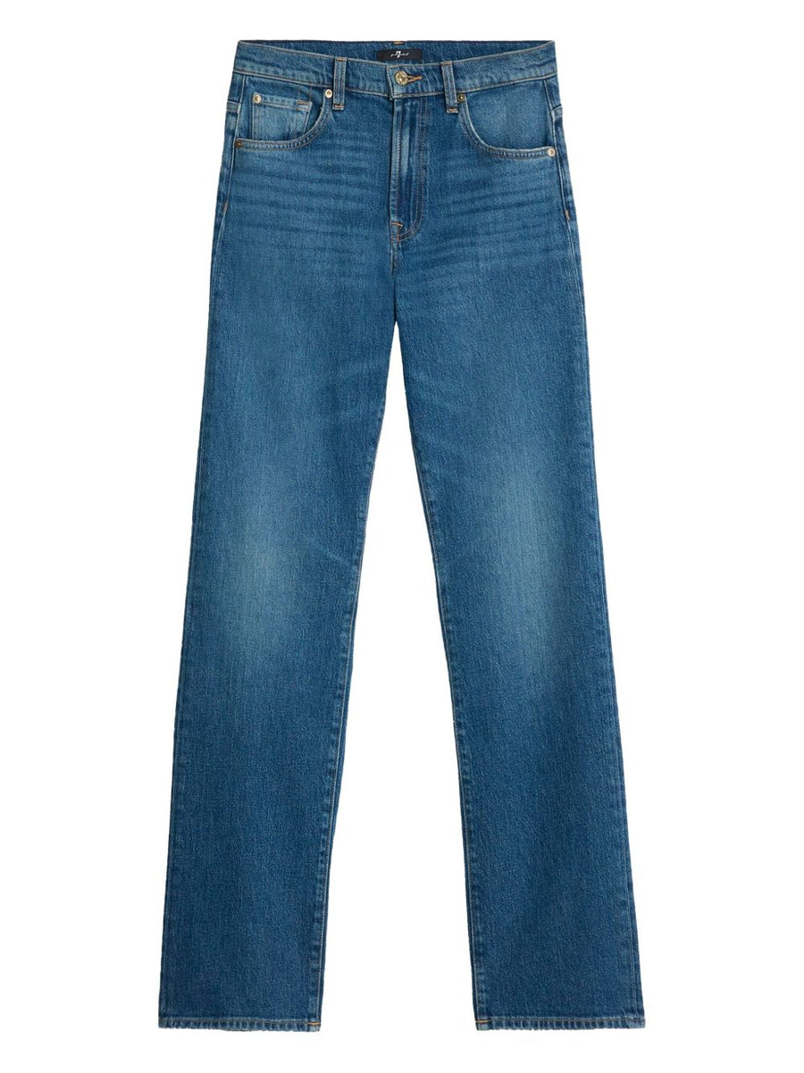 Seven Tess Navy Denim Jeans With Button Fly And Five Pockets