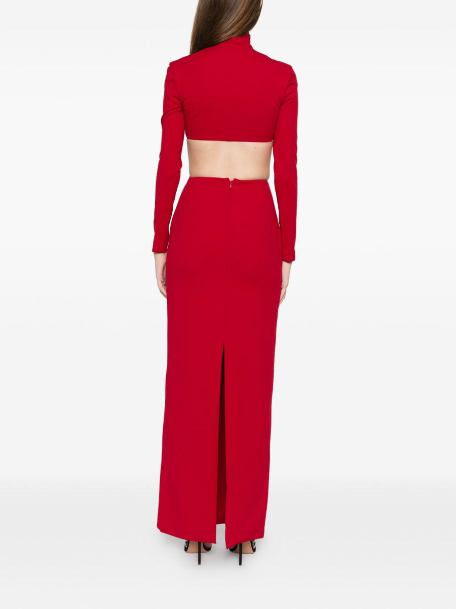 Solace London Wilma Maxi Dress Red Luxurious Back Cutout And Back Zip For Women Everywhere