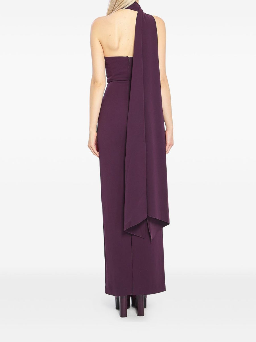 Solace London Demi Violet Maxi Dress With Back Zip Slit For Women Luxury Evening Wear