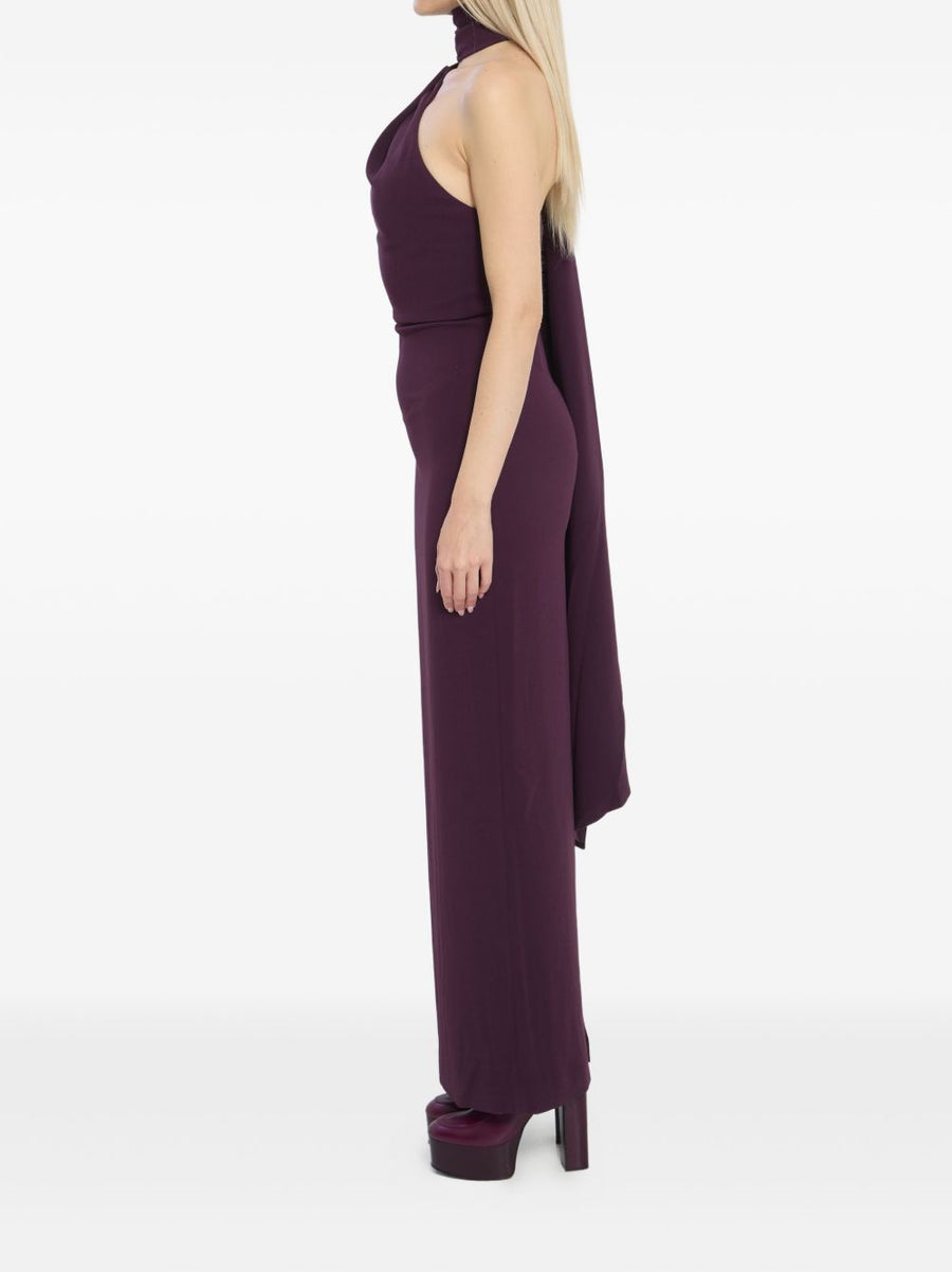 Solace London Demi Violet Maxi Dress With Back Zip Slit For Women Luxury Evening Wear