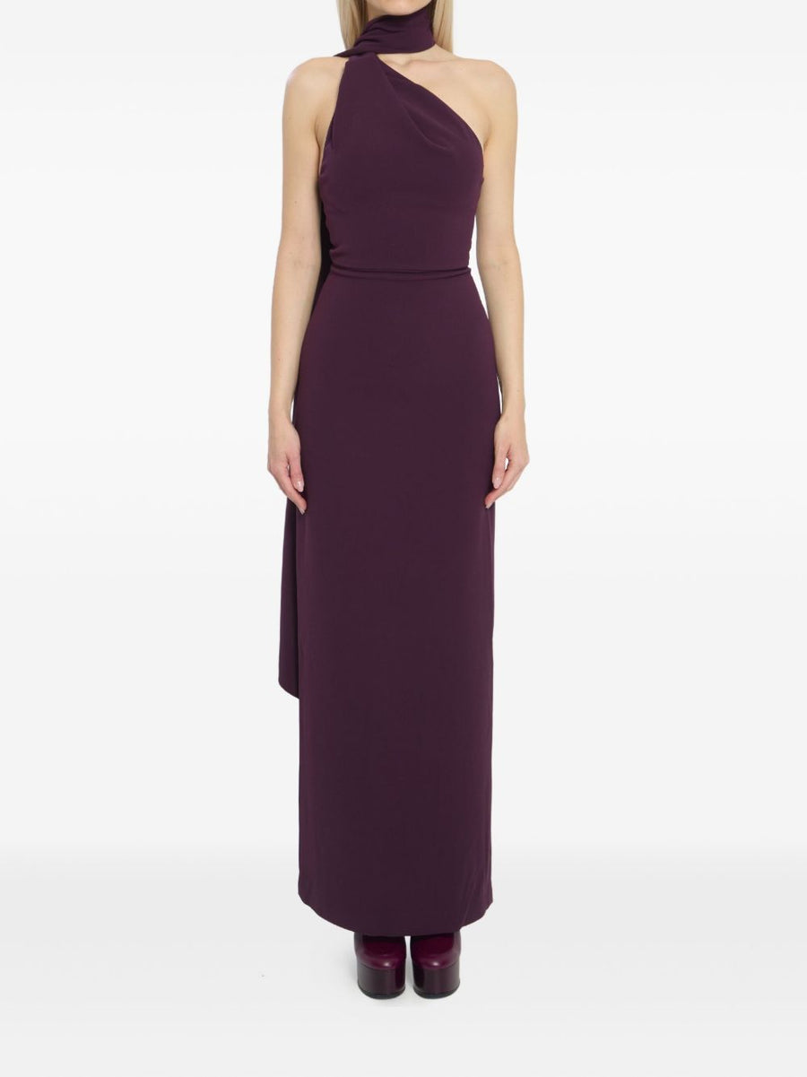 Solace London Demi Violet Maxi Dress With Back Zip Slit For Women Luxury Evening Wear