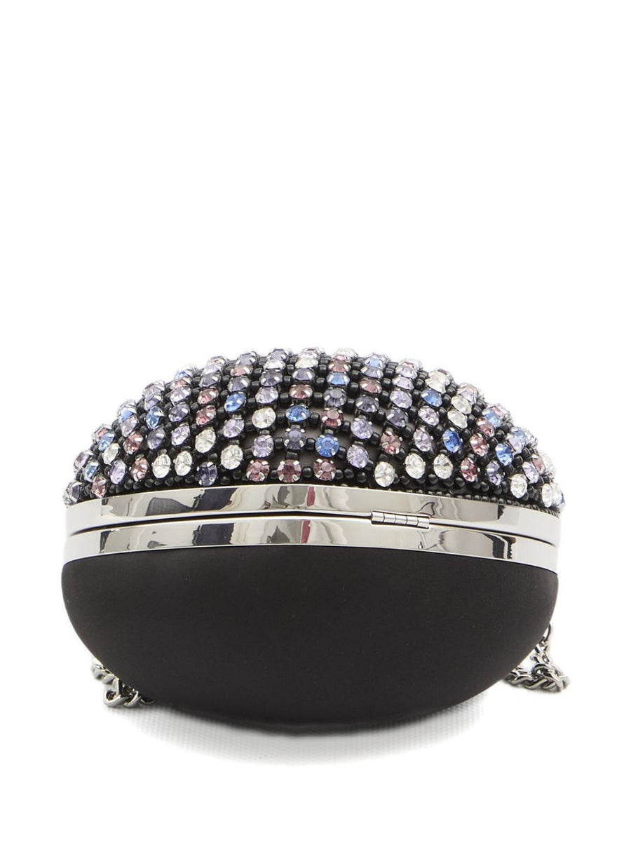Self-Portrait Crystal Heart Clutch For Women, Multicolor Crystals, Detachable Chain, Evening Luxe