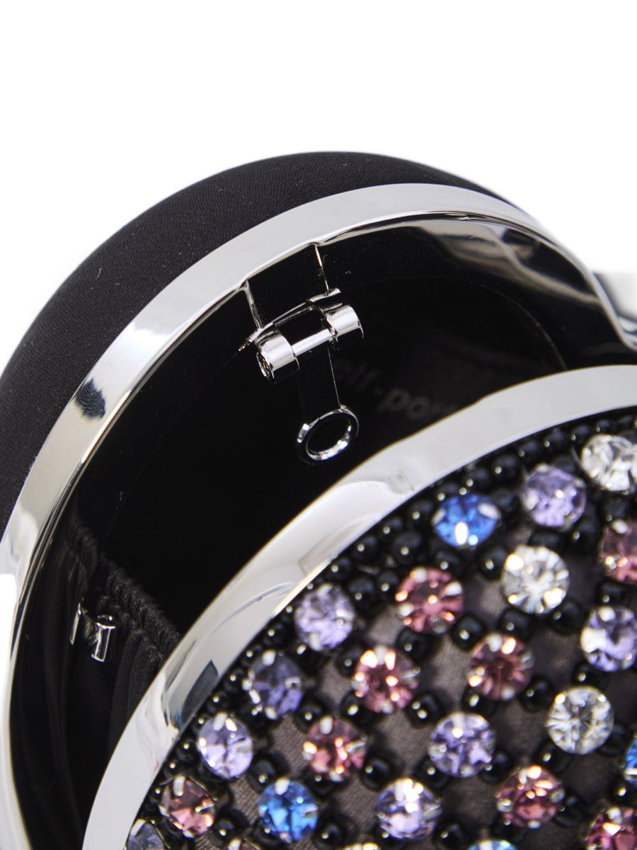 Self-Portrait Crystal Heart Clutch For Women, Multicolor Crystals, Detachable Chain, Evening Luxe
