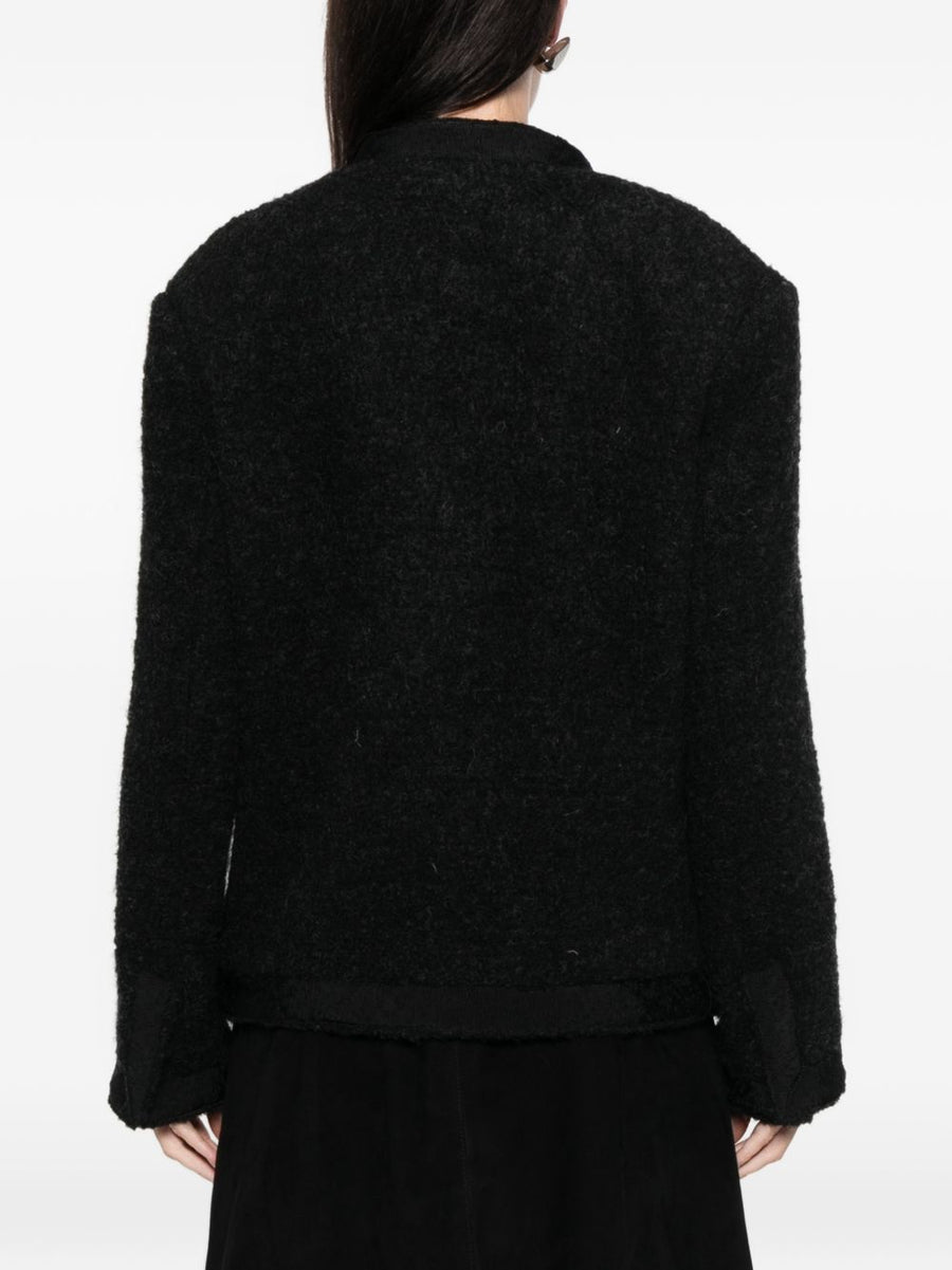 Ln22 Wool Jacket For Women Warm Textured Black With Front Pockets Versatile Fall Winter Essential