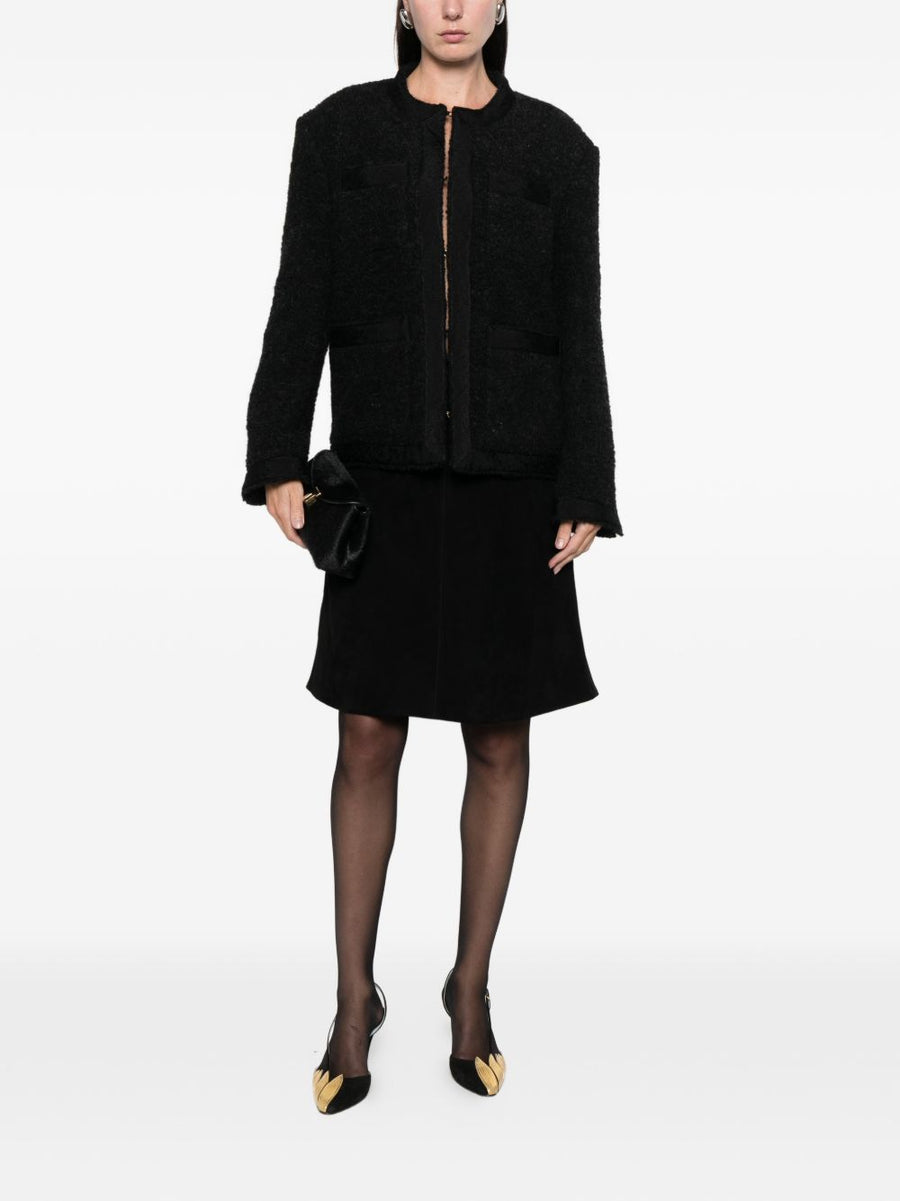 Ln22 Wool Jacket For Women Warm Textured Black With Front Pockets Versatile Fall Winter Essential