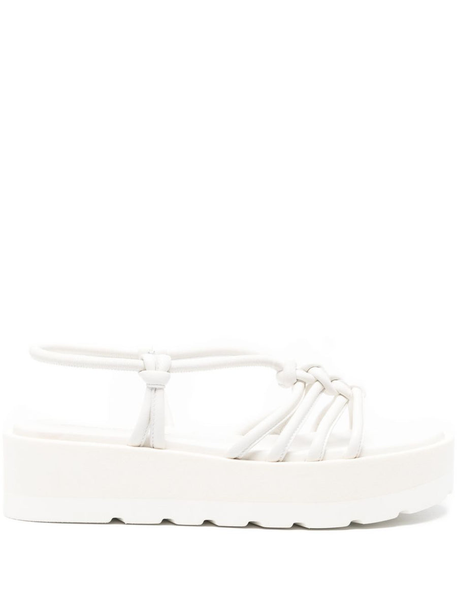 Gianvito Rossi Hebe White Calf Leather Knotted Platform Sandals For Women 4cm Lift Luxury