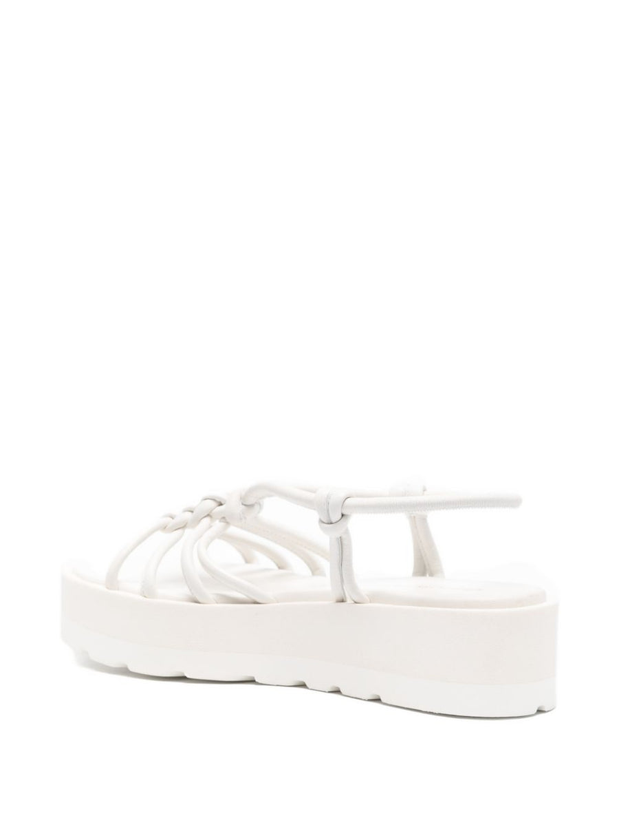 Gianvito Rossi Hebe White Calf Leather Knotted Platform Sandals For Women 4cm Lift Luxury