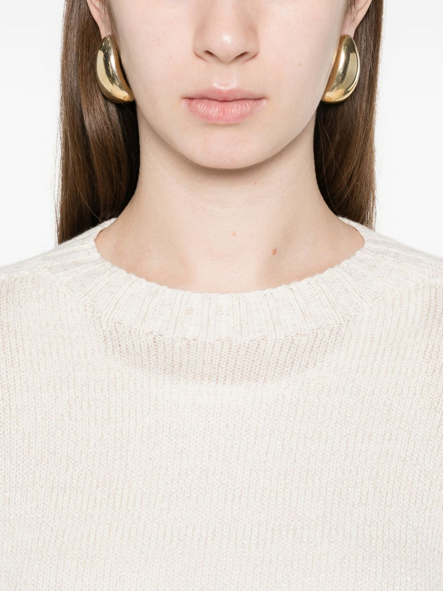 Fabiana Filippi Wool Blend Sweater For Women Timeless Beige Merino Silk Cashmere Luxurious Versatile
