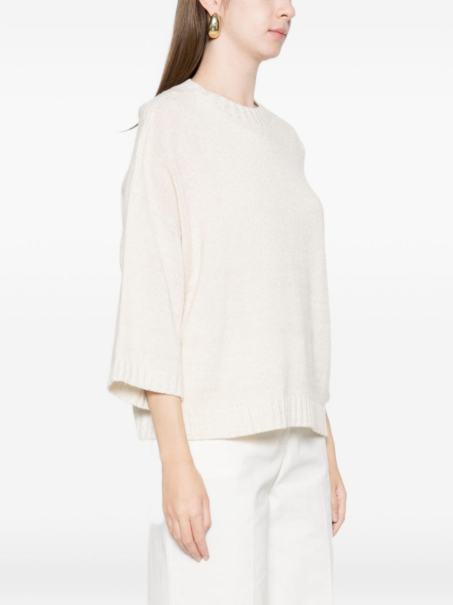 Fabiana Filippi Wool Blend Sweater For Women Timeless Beige Merino Silk Cashmere Luxurious Versatile