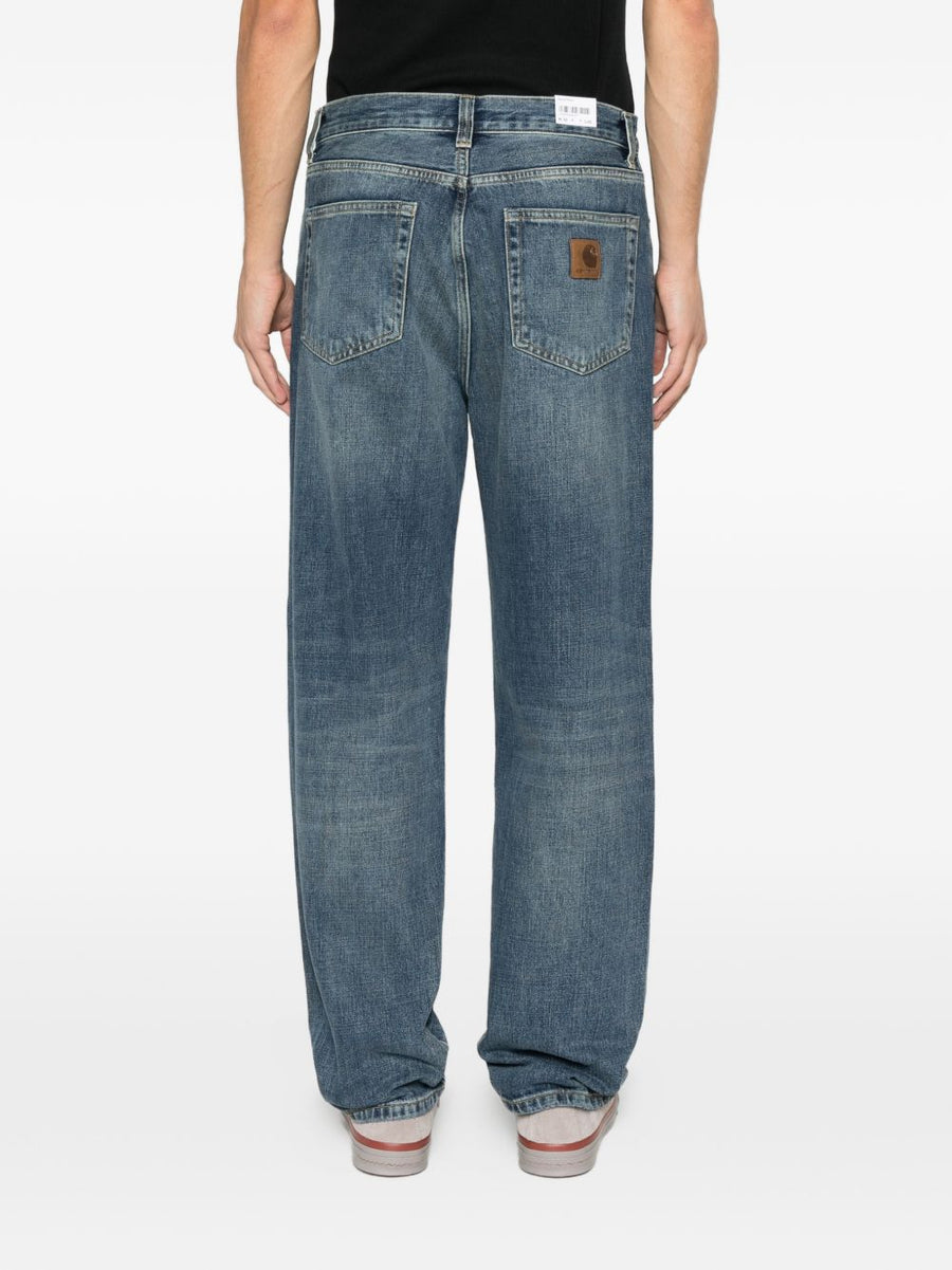 Carhartt WIP Aaron Denim Jeans Silk Nylon Blend Blue For Men Heritage Style With Contemporary Edge