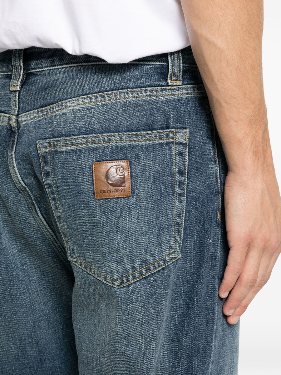 Carhartt WIP Aaron Denim Jeans Silk Nylon Blend Blue For Men Heritage Style With Contemporary Edge