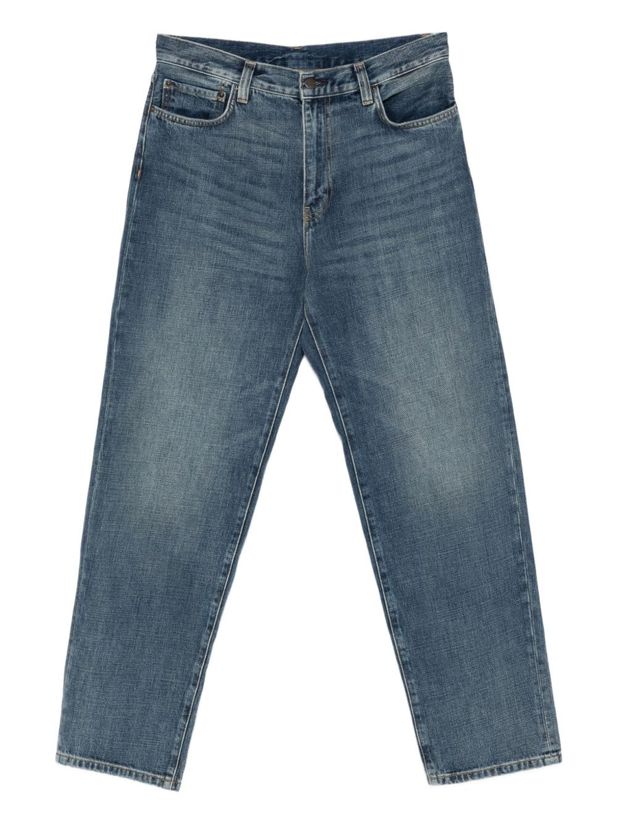 Carhartt WIP Aaron Denim Jeans Silk Nylon Blend Blue For Men Heritage Style With Contemporary Edge