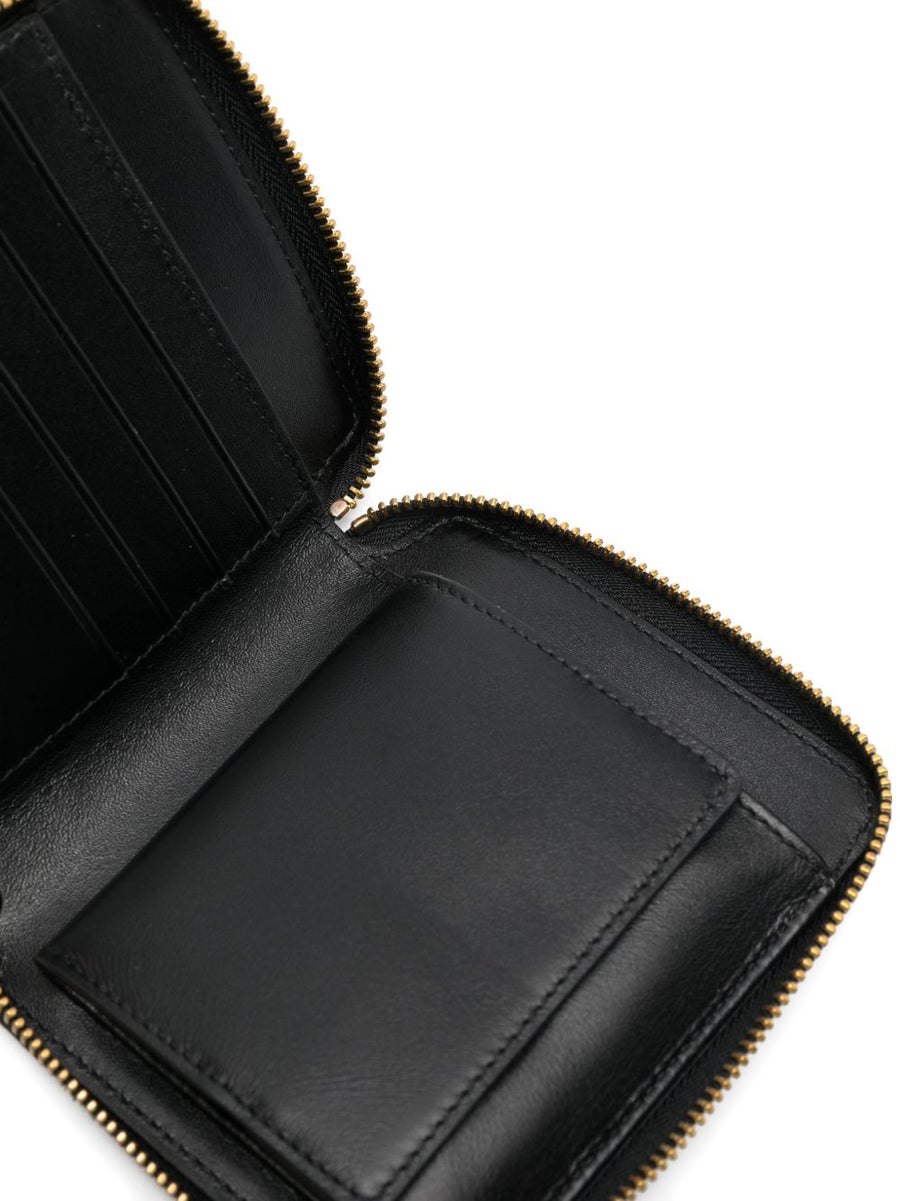 Comme Des Garçons Wallet SA2100 Black Calfskin Zip Around Unisex Secure Luxury Card Holder