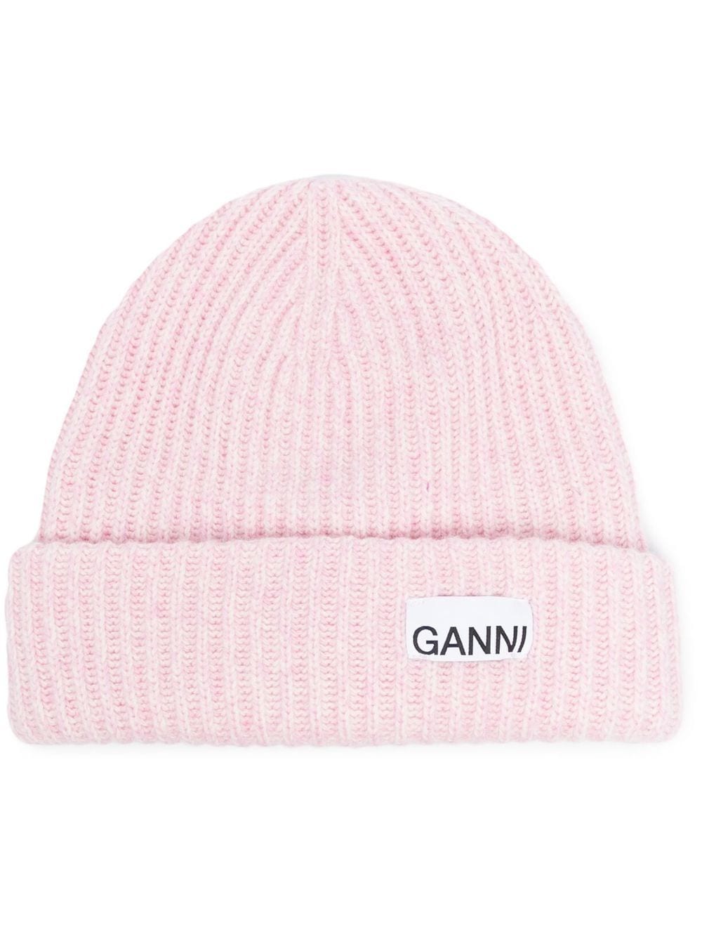 Ganni Wool Ribbed Knit Hat