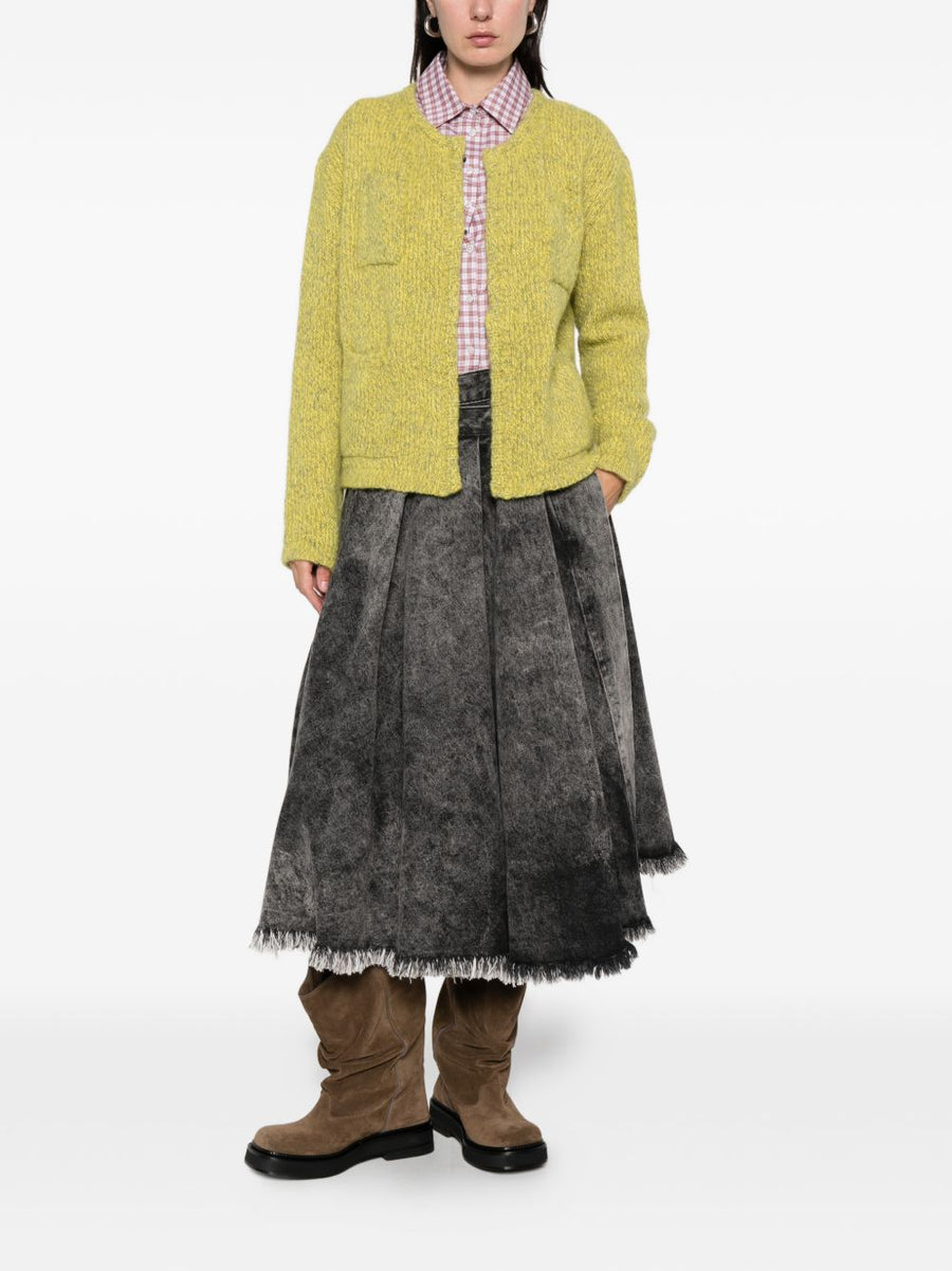 LN22 Open Front Jacket For Women Yellow Layerable Everyday Outerwear With Front Pockets