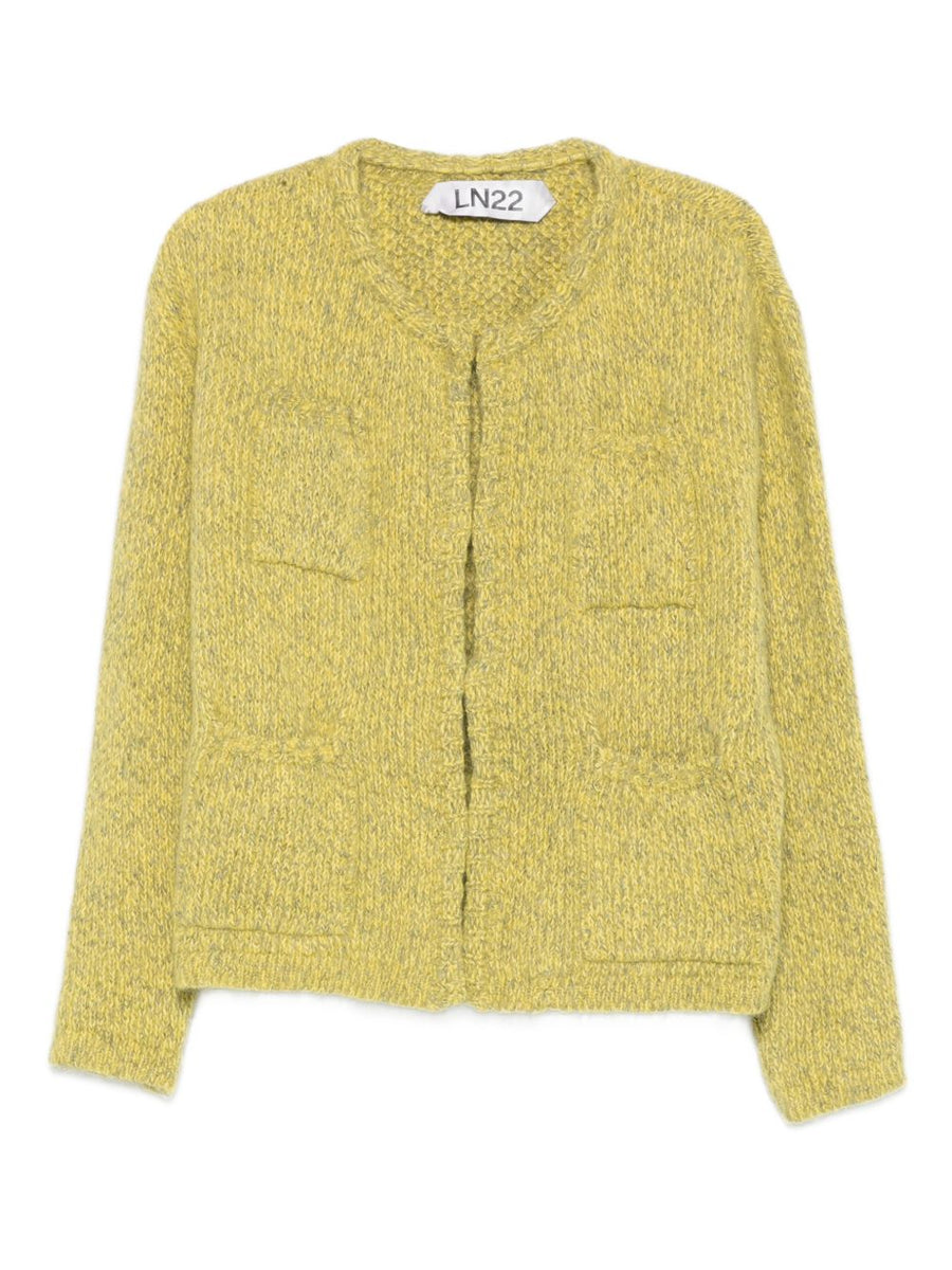 LN22 Open Front Jacket For Women Yellow Layerable Everyday Outerwear With Front Pockets