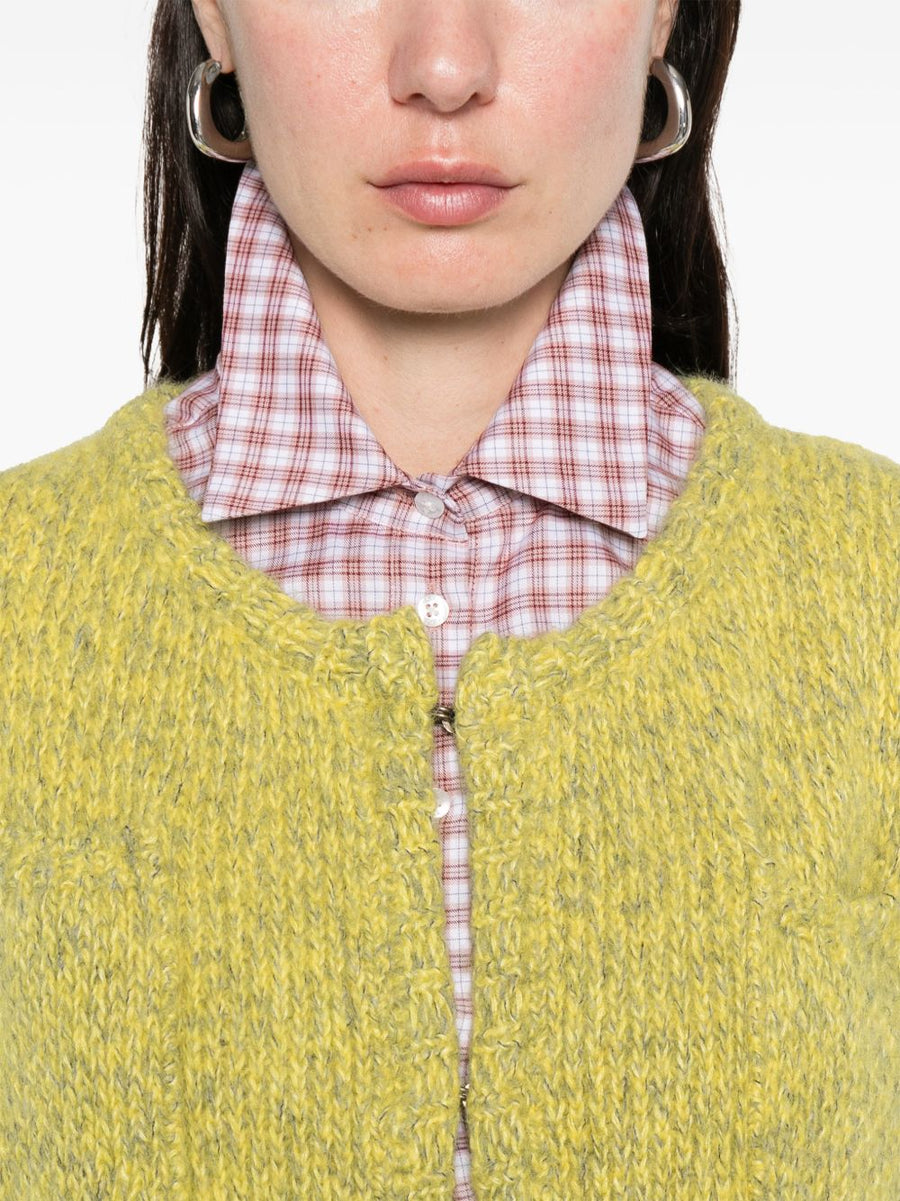 LN22 Open Front Jacket For Women Yellow Layerable Everyday Outerwear With Front Pockets