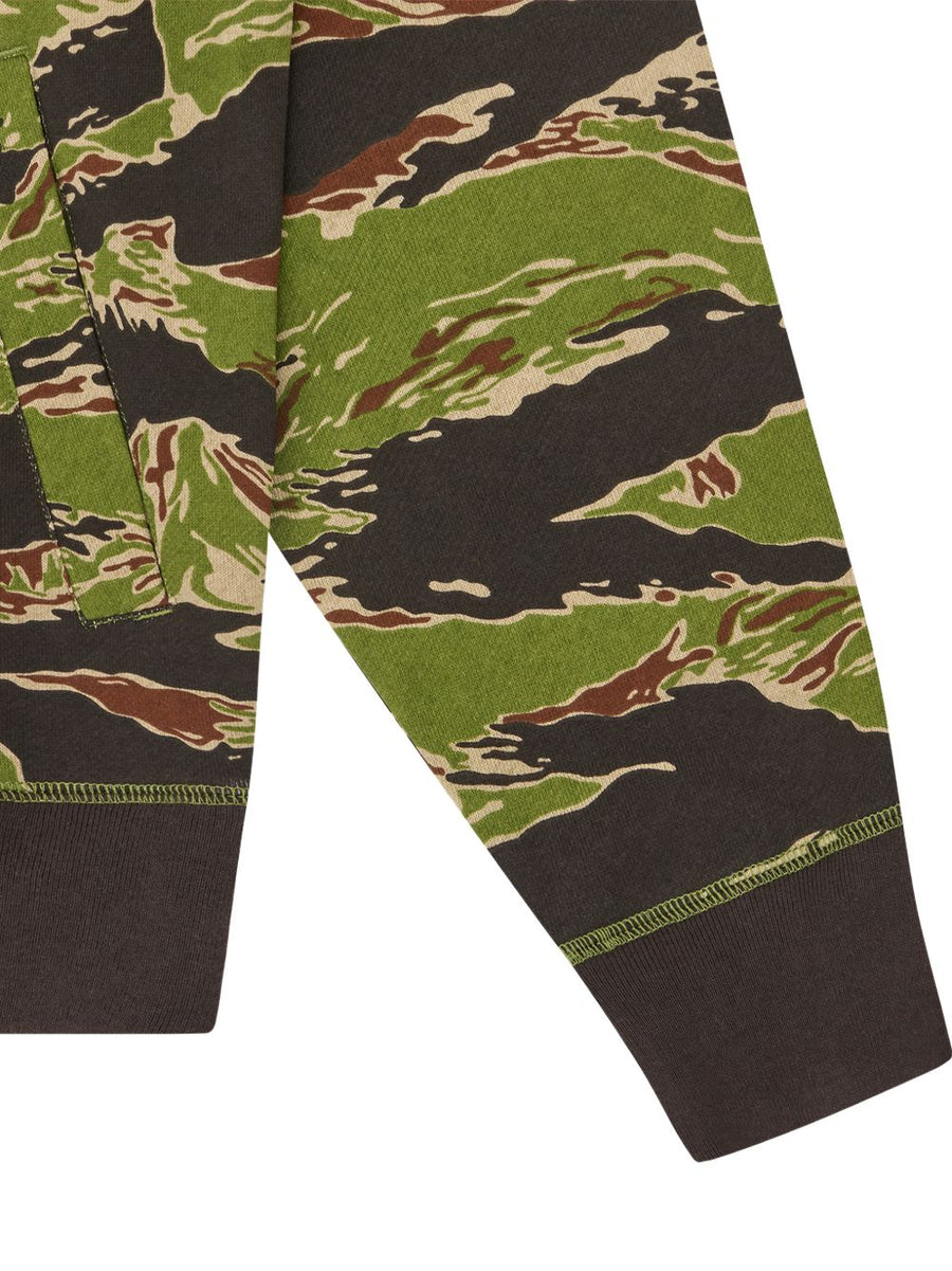 Icecream Cotton Hoodie For Men With Green Tiger Stripe Pattern Full Zip Soft Comfort
