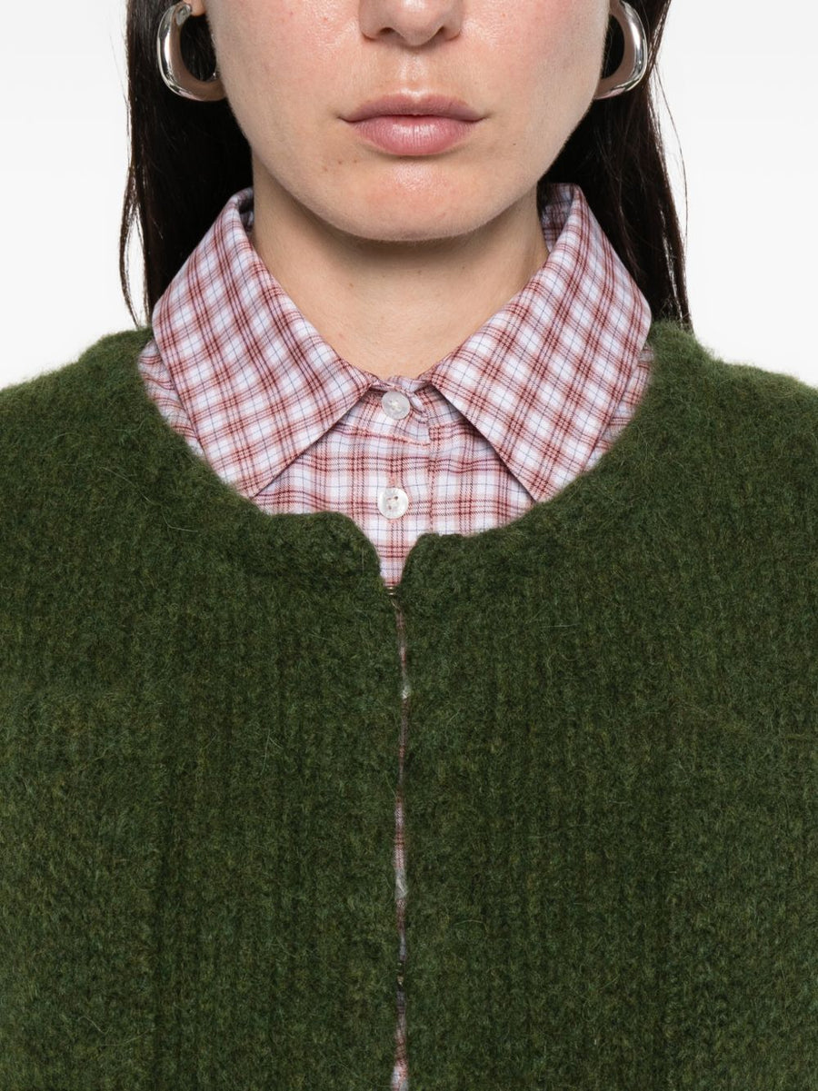 LN22 Front Fastening Jacket For Women Green With Pockets Easy On Off Outerwear Fall Winter 2025