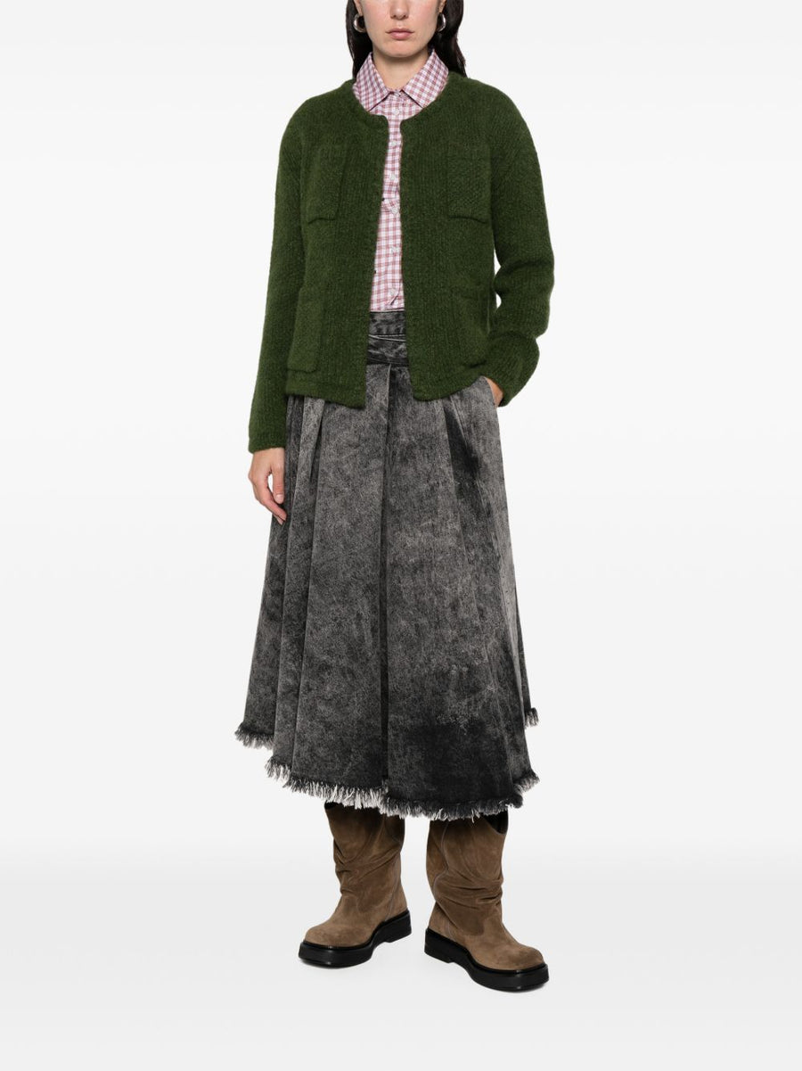LN22 Front Fastening Jacket For Women Green With Pockets Easy On Off Outerwear Fall Winter 2025