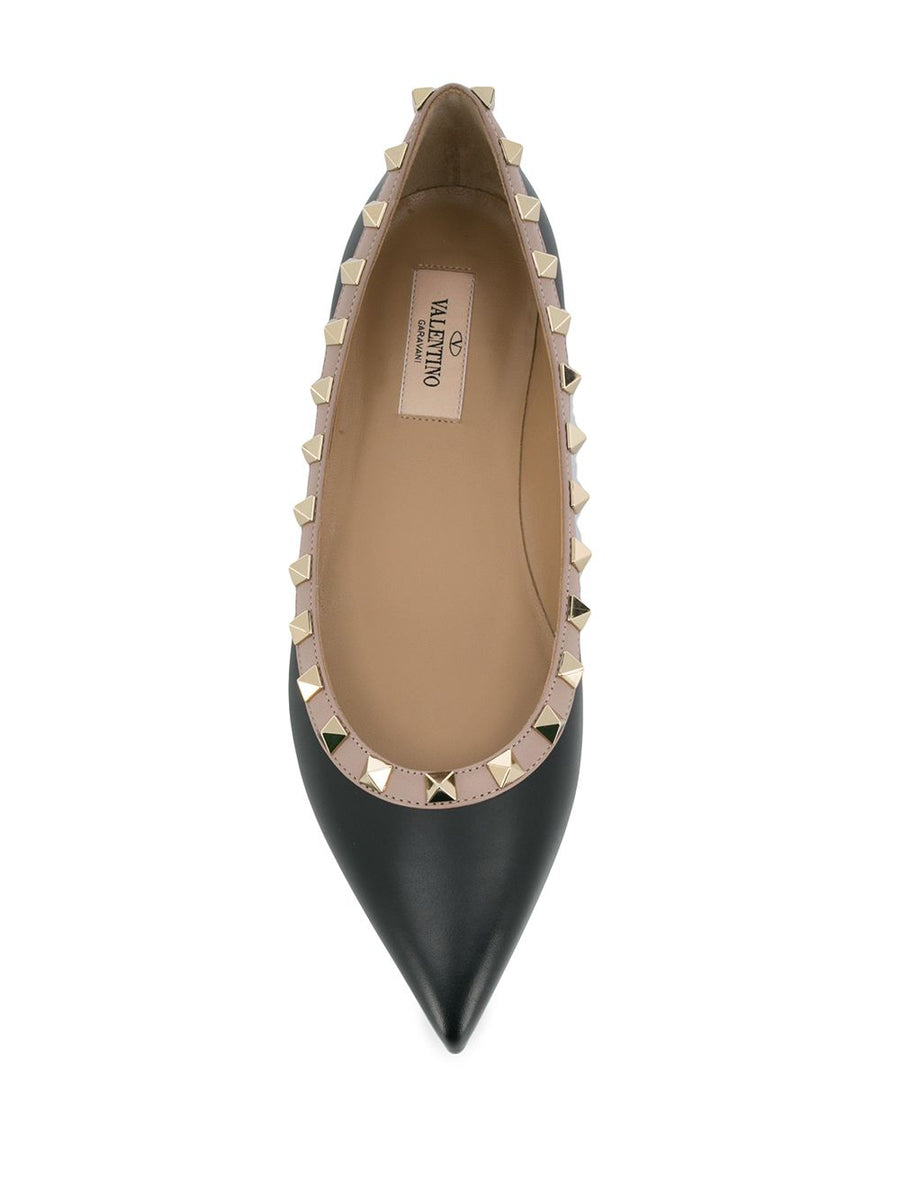 Valentino Garavani Rockstud Ballet Flat Patent Calf Leather 100 Percent For Women Luxury Everyday Chic