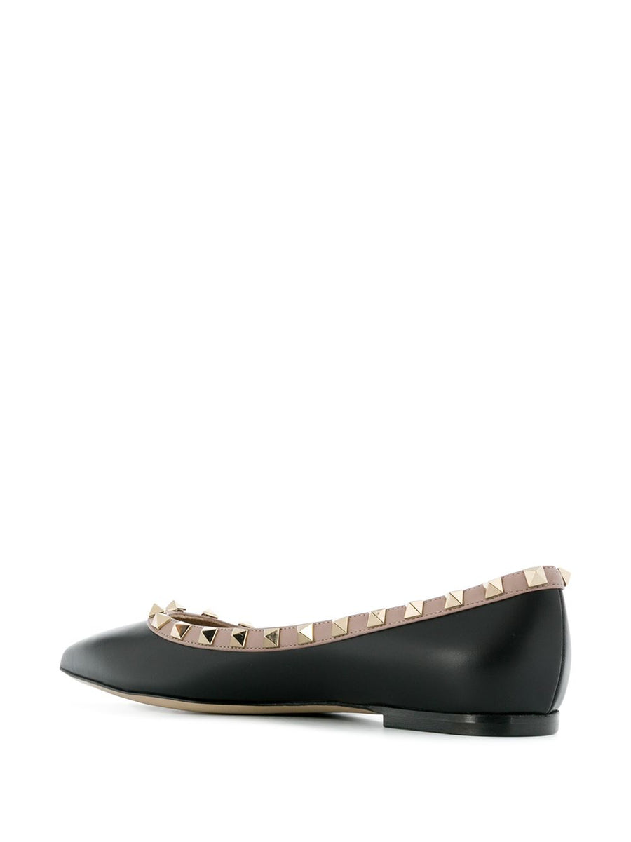 Valentino Garavani Rockstud Ballet Flat Patent Calf Leather 100 Percent For Women Luxury Everyday Chic