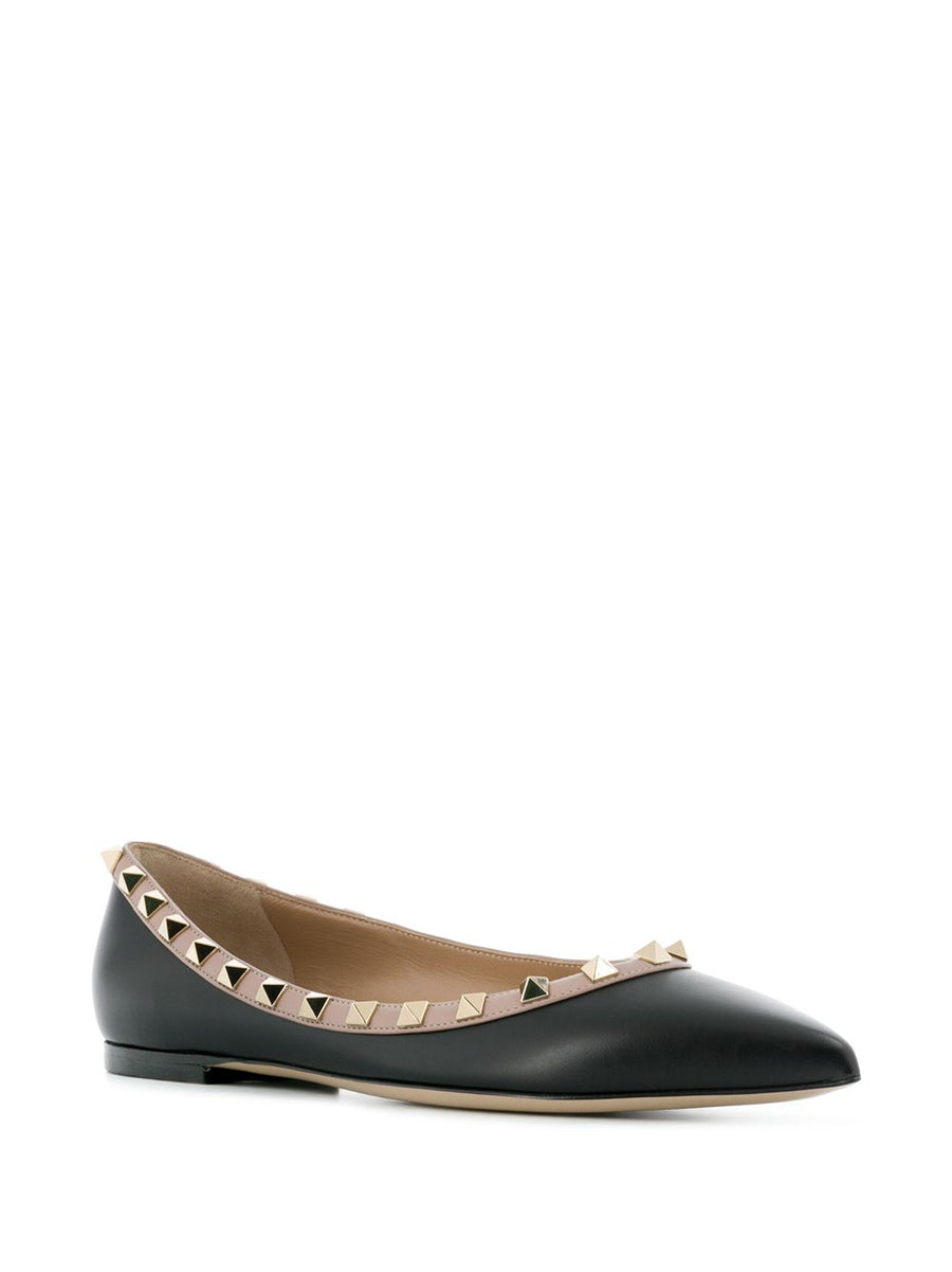 Valentino Garavani Rockstud Ballet Flat Patent Calf Leather 100 Percent For Women Luxury Everyday Chic