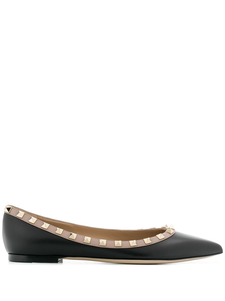 Valentino Garavani Rockstud Ballet Flat Patent Calf Leather 100 Percent For Women Luxury Everyday Chic