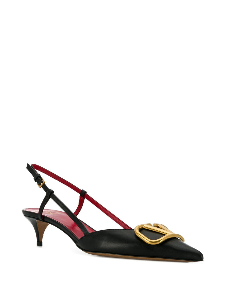 Valentino Garavani VLogo Signature Slingback Décolleté Calfskin Black For Women All Day Comfort