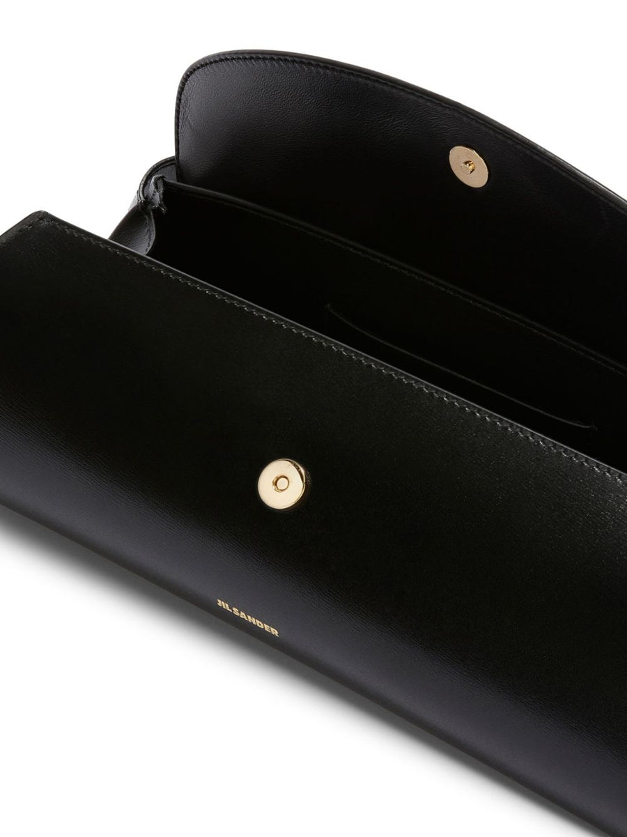 Jil Sander Cannolo Cylindrical Shoulder Bag Calf Leather Black For Women Compact Versatile Luxury