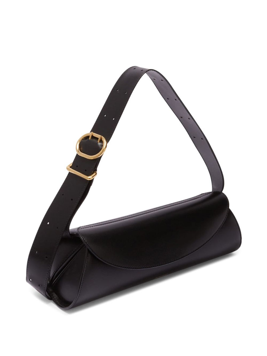 Jil Sander Cannolo Cylindrical Shoulder Bag Calf Leather Black For Women Compact Versatile Luxury