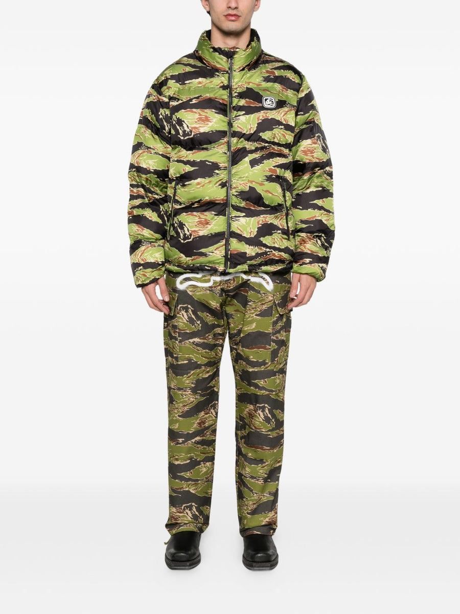 Icecream Camouflage Down Jacket For Men With Secure Zip Pockets Logo Patch Rugged Style