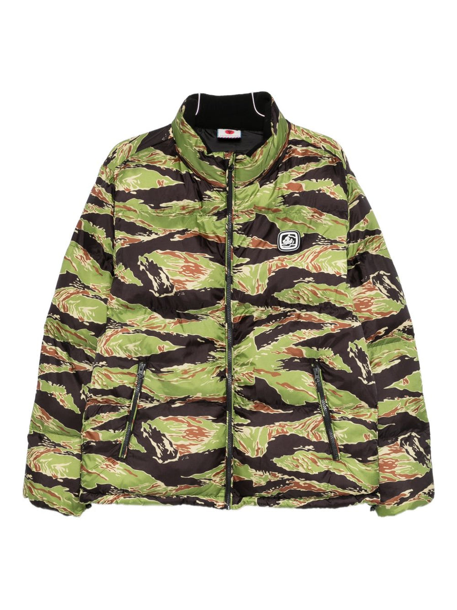 Icecream Camouflage Down Jacket For Men With Secure Zip Pockets Logo Patch Rugged Style