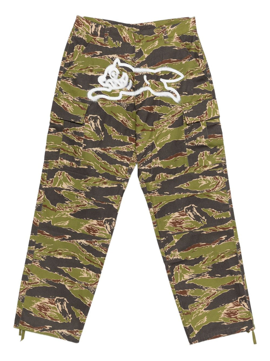 Icecream Cotton Cargo Trousers for Men Camouflage Brown Green 100 Percent Cotton With Cargo Pockets Drawstring Hem