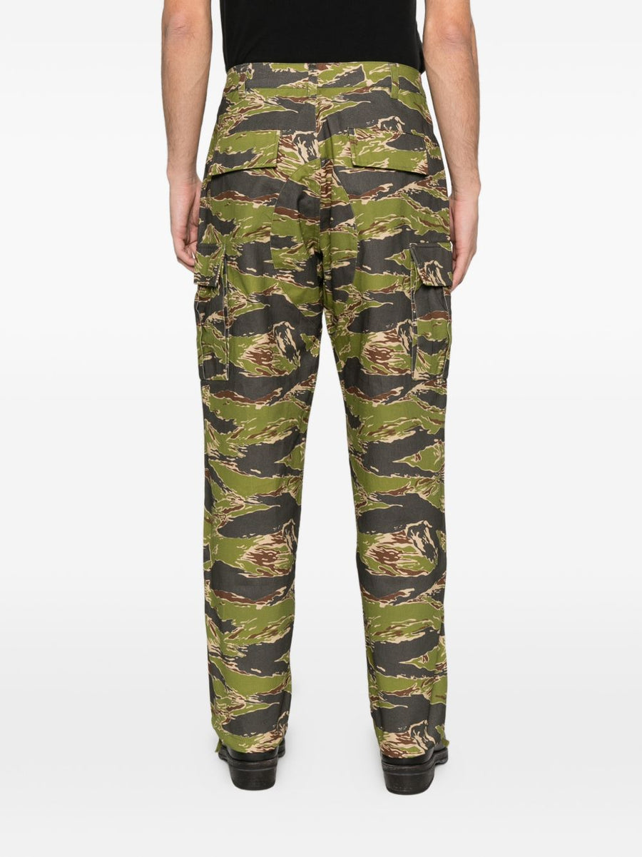 Icecream Cotton Cargo Trousers for Men Camouflage Brown Green 100 Percent Cotton With Cargo Pockets Drawstring Hem