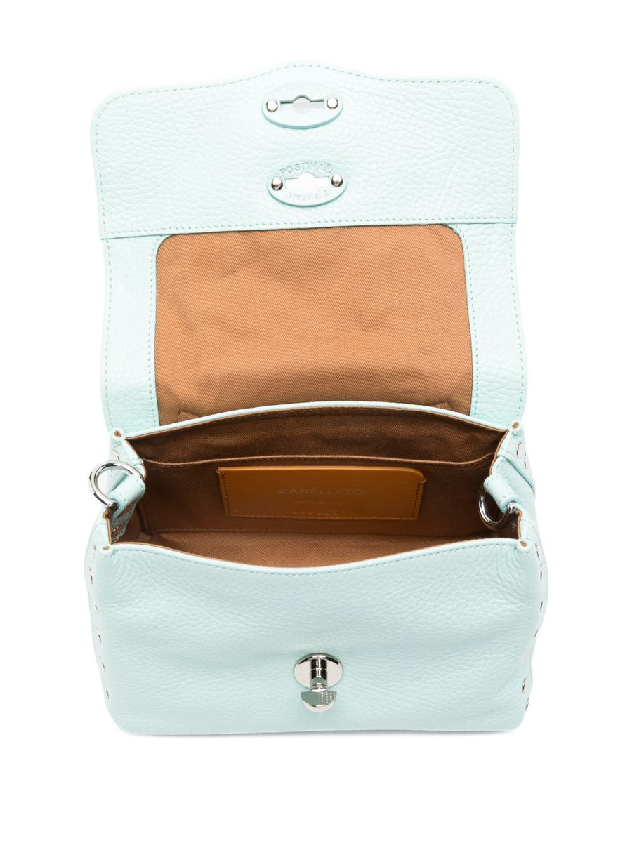 Zanellato Postina® Baby Bag In Hammered Leather Blue Celentano
