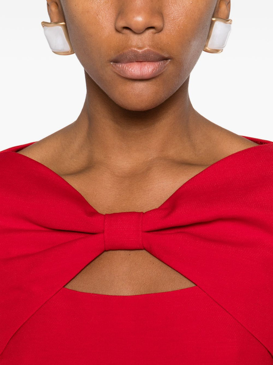 Valentino Wool Silk Mini Dress for Women with Red Bow Detail Tailored Quiet Luxury