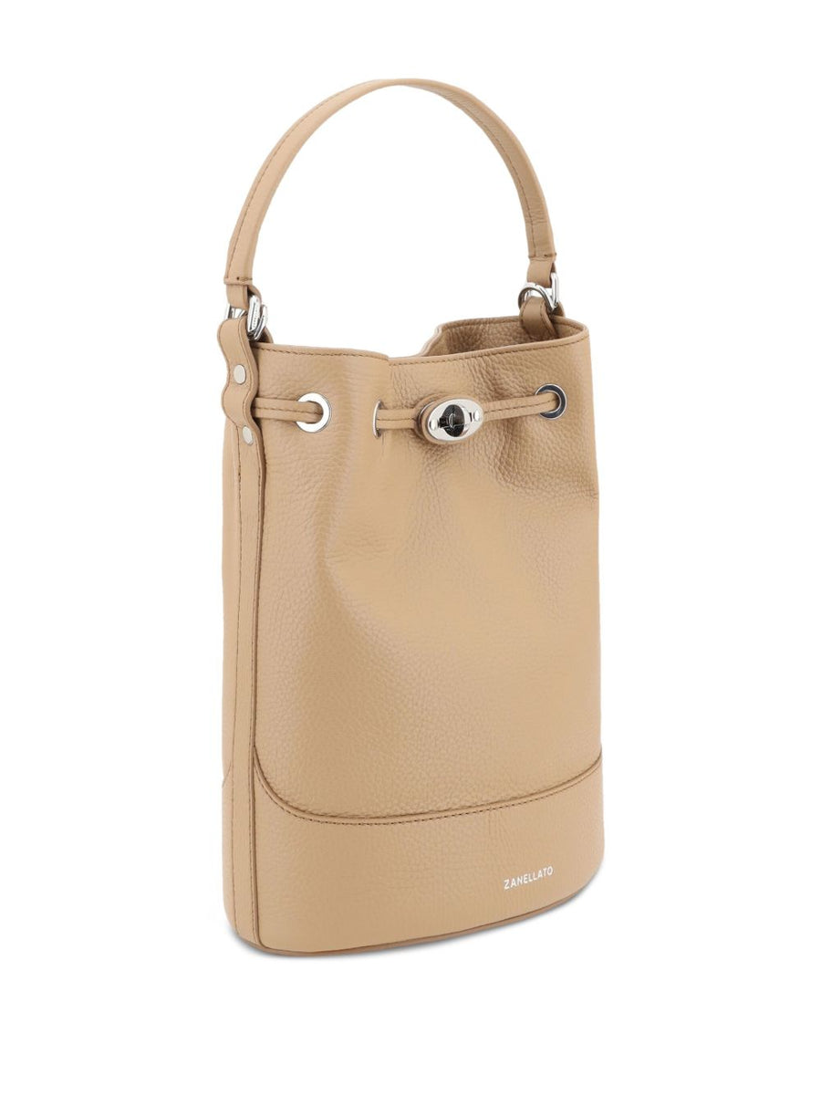 Zanellato Monda Small Bag Hammered Brown Cantucci Leather For Women Everyday Luxury Shoulder