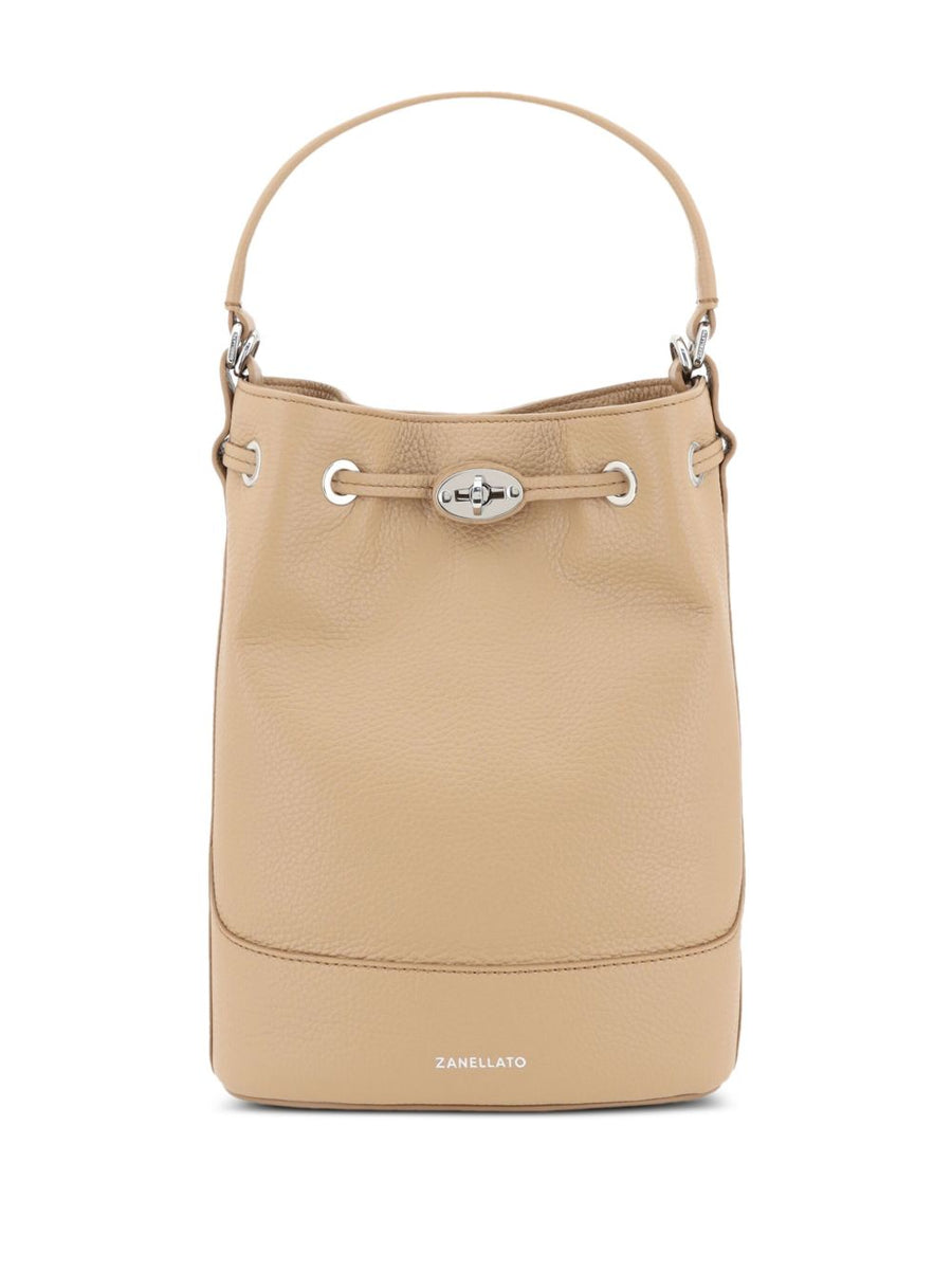 Zanellato Monda Small Bag Hammered Brown Cantucci Leather For Women Everyday Luxury Shoulder
