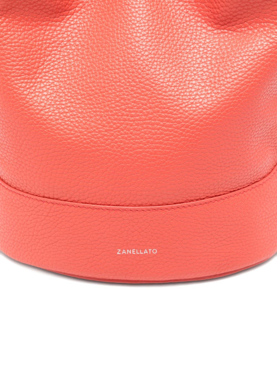 Zanellato Monda Small Shoulder Bag Red Hammered Reggiana Leather Detachable Adjustable Strap For Women Luxury Bucket