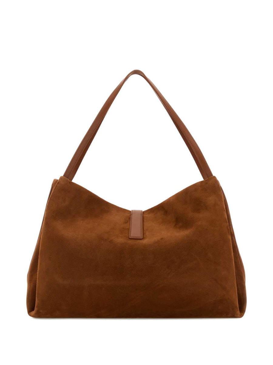 Ferragamo Beige Calf Suede Tote Bag For Women With Caramel Top Handles Everyday Luxury Shoulder Bag