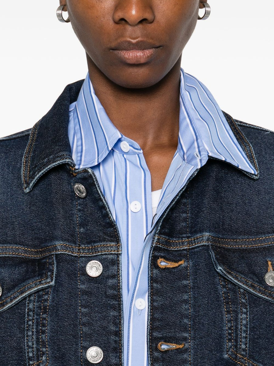 Denim Trucker Jacket Ink For Women By Seven Versatile Cotton Blend Layer Timeless Chic