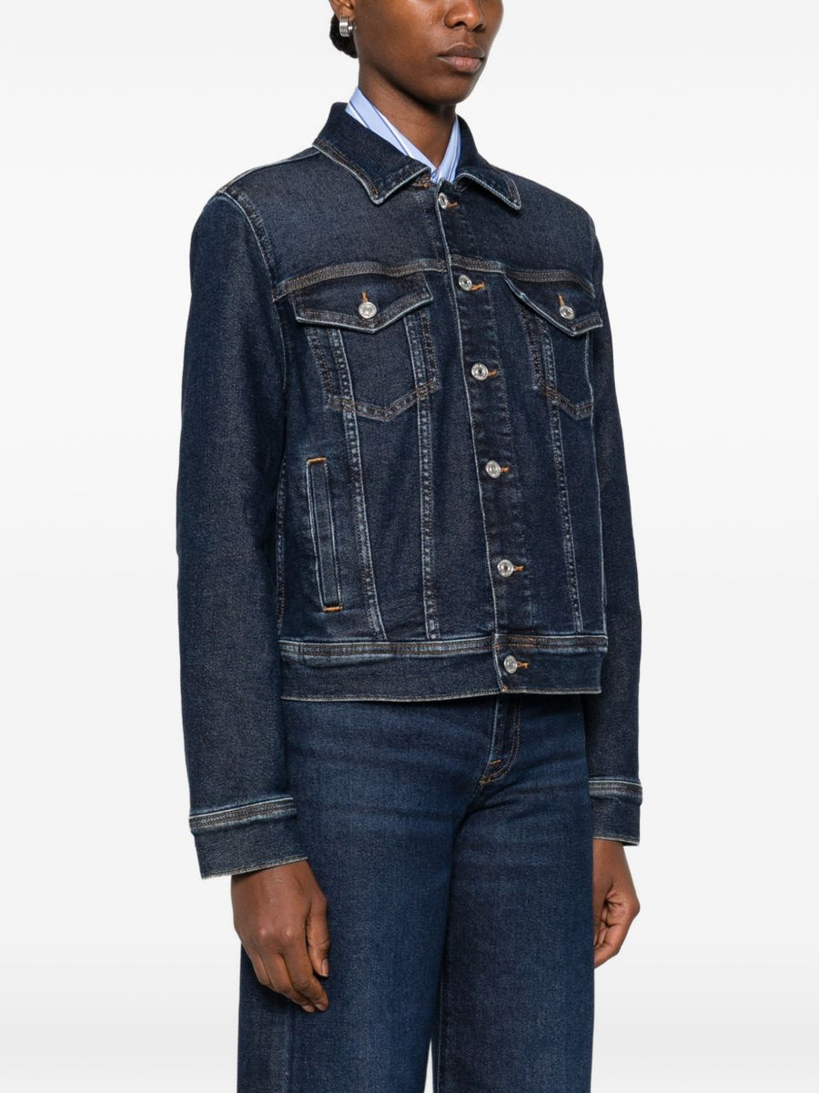 Denim Trucker Jacket Ink For Women By Seven Versatile Cotton Blend Layer Timeless Chic