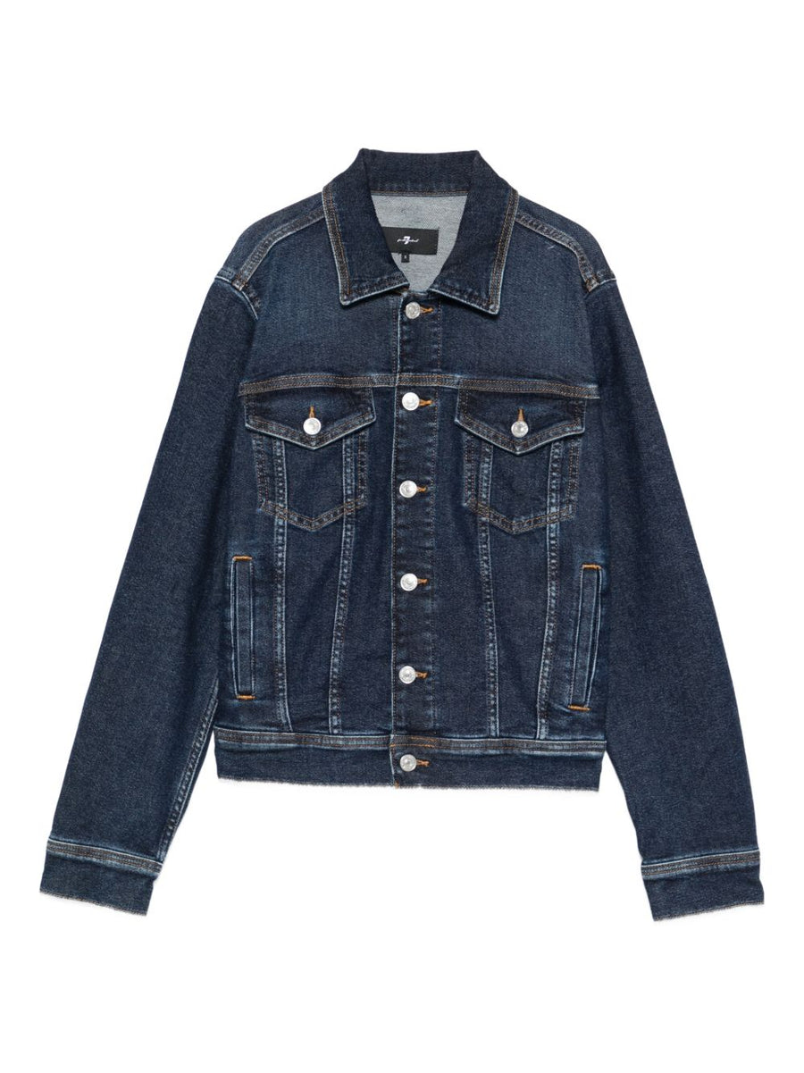 Denim Trucker Jacket Ink For Women By Seven Versatile Cotton Blend Layer Timeless Chic