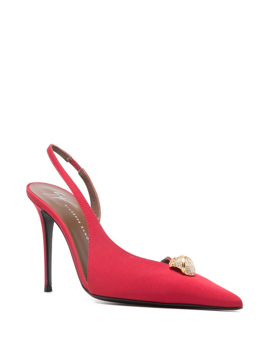 Giuseppe Zanotti Carole Slingback Pumps Red Fabric Bold Eveningwear Stiletto For Women