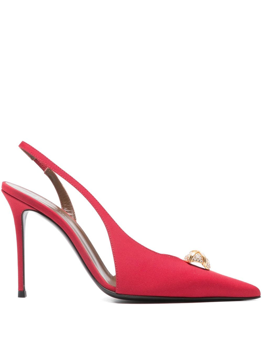Giuseppe Zanotti Carole Slingback Pumps Red Fabric Bold Eveningwear Stiletto For Women